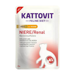 Kattovit Feline Diet Diätfutter Niere/Renal Paté mit Huhn für erwachsene Katzen 10 x 85 g - 10 x 85 g – Bild 1 von 5