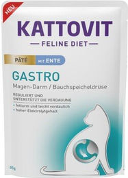 Produktbild von Kattovit Feline Diet Gastro Nassfutter für erwachsene Katzen mit Ente zur Unterstützung der Verdauung 10x85 g - 10 x 85 g