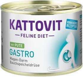 Produktbild von Kattovit Feline Diet Gastro Nassfutter für erwachsene Katzen mit Pute zur Unterstützung der Verdauung 12x185 g - 12 x 185 g