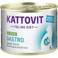 Produktbild von Kattovit Feline Diet Gastro Nassfutter für erwachsene Katzen mit Pute zur Unterstützung der Verdauung 24x185 g