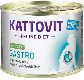 Produktbild von Kattovit Feline Diet Gastro Pute Nassfutter für Katzen zur Magen-Darm-Unterstützung 12x185g