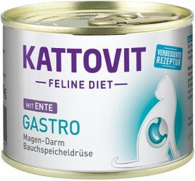 Produktbild von Kattovit Feline Diet Nassfutter Katze Gastro Adult Ente Magen-Darm Diätfutter 48x185 g - 48 x 185 g