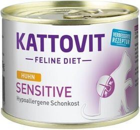 Produktbild von Kattovit Feline Diet Nassfutter Katze Sensitive Adult Huhn getreidefrei und glutenfrei 48x185 g
