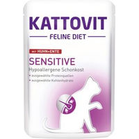 Produktbild von Kattovit Feline Diet Nassfutter Katze Sensitive Adult Huhn und Ente Hypoallergen Getreidefrei Glutenfrei 48x85 g