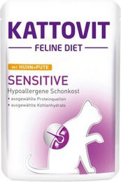 Produktbild von Kattovit Feline Diet Nassfutter Katze Sensitive Adult Huhn und Pute Getreidefrei Glutenfrei Hypoallergen 24x85 g - 24 x 85 g