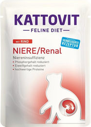 Kattovit Feline Diet Niere/Renal Nassfutter Rind für erwachsene Katzen 24 x 85 g - 24 x 85 g – Bild 1 von 3