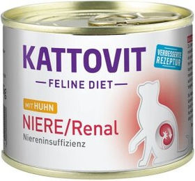 Produktbild von Kattovit Feline Diet Renal Katzen Nassfutter Huhn Adult 12x185 g Veterinärdiät mit niedrigem Phosphoranteil - 12 x 185 g