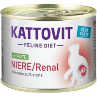 Produktbild von Kattovit Feline Diet Renal Nassfutter für Katzen Adult Pute mit niedrigem Phosphorgehalt 24x185 g