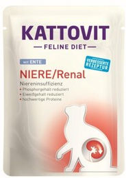 Produktbild von Kattovit Feline Diet Renal Nassfutter Katze Adult Ente mit niedrigem Phosphorgehalt 24x85 g - 24 x 85 g