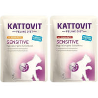 Produktbild von Kattovit Feline Diet Sensitive Katzen Nassfutter Adult Stückchen in Sauce Huhn Ente 20x85g Hypoallergen