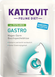 Produktbild von Kattovit Gastro Nassfutter Pute und Reis für Katzen zur Unterstützung der Verdauung 24x85g - 24 x 85 g