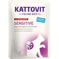 Produktbild von Kattovit Sensitive Katzen Nassfutter Huhn und Ente Stückchen in Sauce Hypoallergen 24x85g