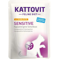 Produktbild von Kattovit Sensitive Katzenfutter Huhn und Pute Stückchen in Sauce 24x85g