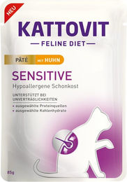 Produktbild von Kattovit Sensitive Paté Huhn Hypoallergenes Diätfutter für Katzen 10x85g