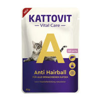 Produktbild von Kattovit Vital Care Anti-Haarball Katzen Nassfutter Lachs Stückchen in Sauce Adult 24 x 85 g - 24 x 85 g