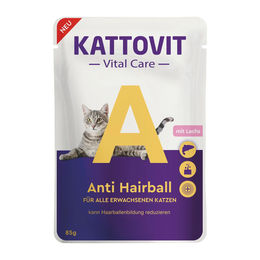 Produktbild von Kattovit Vital Care Anti Hairball Katzenfutter Lachs Adult 12x85g