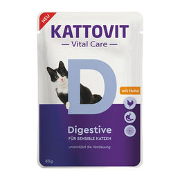 Produktbild von Kattovit Vital Care Digestive Katzenfutter für adulte Katzen Gastrointestinal Sensitive 12x85g Beutel