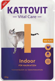 Produktbild von Kattovit Vital Care Indoor Light Katzenfutter für erwachsene Wohnungskatzen 12x85g - 12 x 85 g