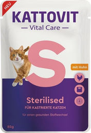 Kattovit Vital Care Sterilised Katzen Nassfutter Huhn Stückchen in Sauce 24 x 85 g - 24 x 85 g – Bild 1 von 8