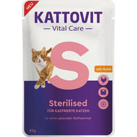 Produktbild von Kattovit Vital Care Sterilised Katzenfutter Adult Huhn Stückchen in Sauce 6 x 85 g - 6 x 85 g