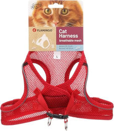Katze Geschirr Step&Go Berta Rot Größe L 30-34cm 48-52cm Flamingo – Bild 1 von 3