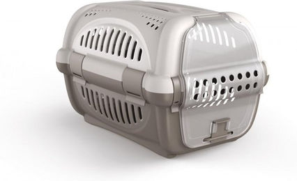 Produktbild von Katzen Transportbox Rhino aus Kunststoff in Beige und Grau