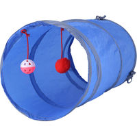 Produktbild von Katzen-Tunnelspielzeug für Kitten mit Plüschkugel und Glöckchen in Blau