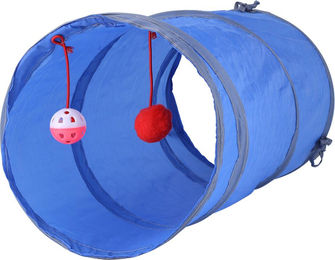 Katzen Tunnelspielzeug mit Glöckchen und Plüschkugel Blau – Bild 1 von 1