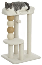 Katzenbaum mit Sherpa-Liegefläche und Jute-Pfosten in Beige, 76 cm hoch – Bild 1 von 1