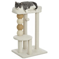 Produktbild von Katzenbaum mit Sherpa-Liegefläche und Jute-Pfosten in Beige, 76 cm hoch