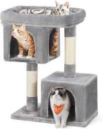Katzenbaum mit Sisal-Kratzstellen und 2 Plüsch-Boxen in Lichtgrau – Bild 1 von 1