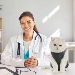 Katzenbody Erholungsanzug Leckschutz für erwachsene Katzen aus Modal in Dunkelgrau Größe S – Bild 1 von 3