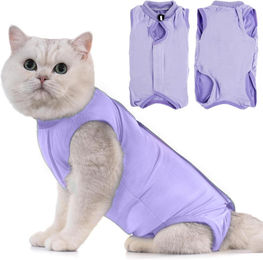Katzenbody Modal Recovery Suit für Katzen nach Operationen und bei Hautkrankheiten Lila Größe L – Bild 1 von 6