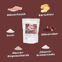Produktbild von Katzenfutter Fleischbröckchen mit Huhn für erwachsene Katzen glutenfrei und sensitive 300g