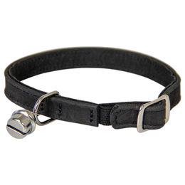 Katzenhalsband aus Leder mit Gummizug in Schwarz – Bild 1 von 1