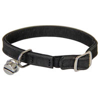 Produktbild von Katzenhalsband aus Leder mit Gummizug in Schwarz