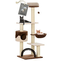 Produktbild von Katzenkratzbaum Utah aus Plüsch in Beige-Braun mit 2 Spielkugeln