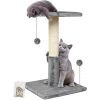 Produktbild von Katzenkratzpfosten aus Sisal und Plüsch mit Spielball in Hellgrau 66cm