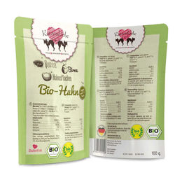 Produktbild von KatzenLiebe Bio Nassfutter Bio-Huhn mit Bio-Quinoa für erwachsene Katzen 12 x 100 g - 15 x 100 g