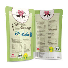Produktbild von KatzenLiebe Bio Nassfutter für erwachsene Katzen mit Bio-Lachs und Bio-Kartoffel 15 x 100 g - 100 g