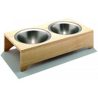 Produktbild von Katzennapf Tom Side by Side aus Holz und Edelstahl