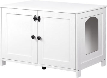 Katzenschrank Katzenklo Schrank und Sitzbank als Aufbewahrungsbox in Weiß 78,5x44,5x46cm – Bild 1 von 1