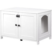 Produktbild von Katzenschrank Katzenklo Schrank und Sitzbank als Aufbewahrungsbox in Weiß 78,5x44,5x46cm