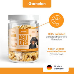 KAUDAS GarnelePur Natursnack Monoprotein Hund Gefriergetrocknete Garnelen - 2 x 50 g – Bild 1 von 7