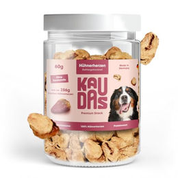 KAUDAS Hühnerherzen Pur Natursnack Hund Monoprotein Hypoallergen Ohne Zucker - 3 x 60 g – Bild 1 von 6