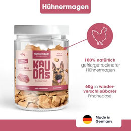 KAUDAS HühnermagenPur Natursnack Hund Gefriergetrocknetes Huhn Monoprotein 5 x 60 g - 5 x 60 g – Bild 1 von 7