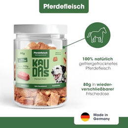 KAUDAS PferdPur Natursnack Belohnungssnack Pferd Monoprotein 400g - 5 x 80 g – Bild 1 von 6