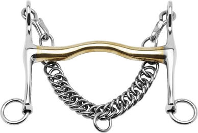 KAUGAN Dressurkandare mit verjüngter Zungenfreiheit aus Edelstahl 12,5 cm 14 mm Gebissbreite Silber – Bild 1 von 1