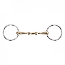 Produktbild von KAUGAN-SHAPED Gebiss für Pferdewassertrensen doppelt gebrochen aus Edelstahl in Gold 16 mm