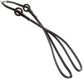 Kavalkade Ausbinder Zügel aus Leder mit elastischen Gummiringen Schwarz für Ponys – Bild 1 von 3
